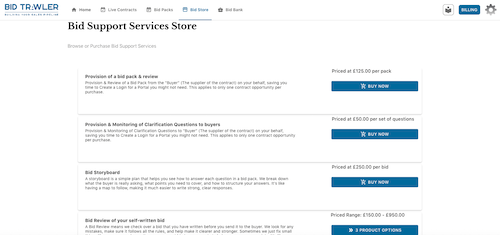Bid Support Service Store